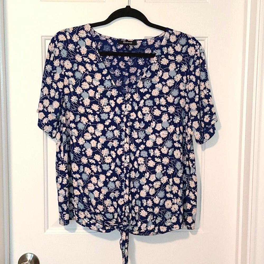 MADEWELL floral tie front top